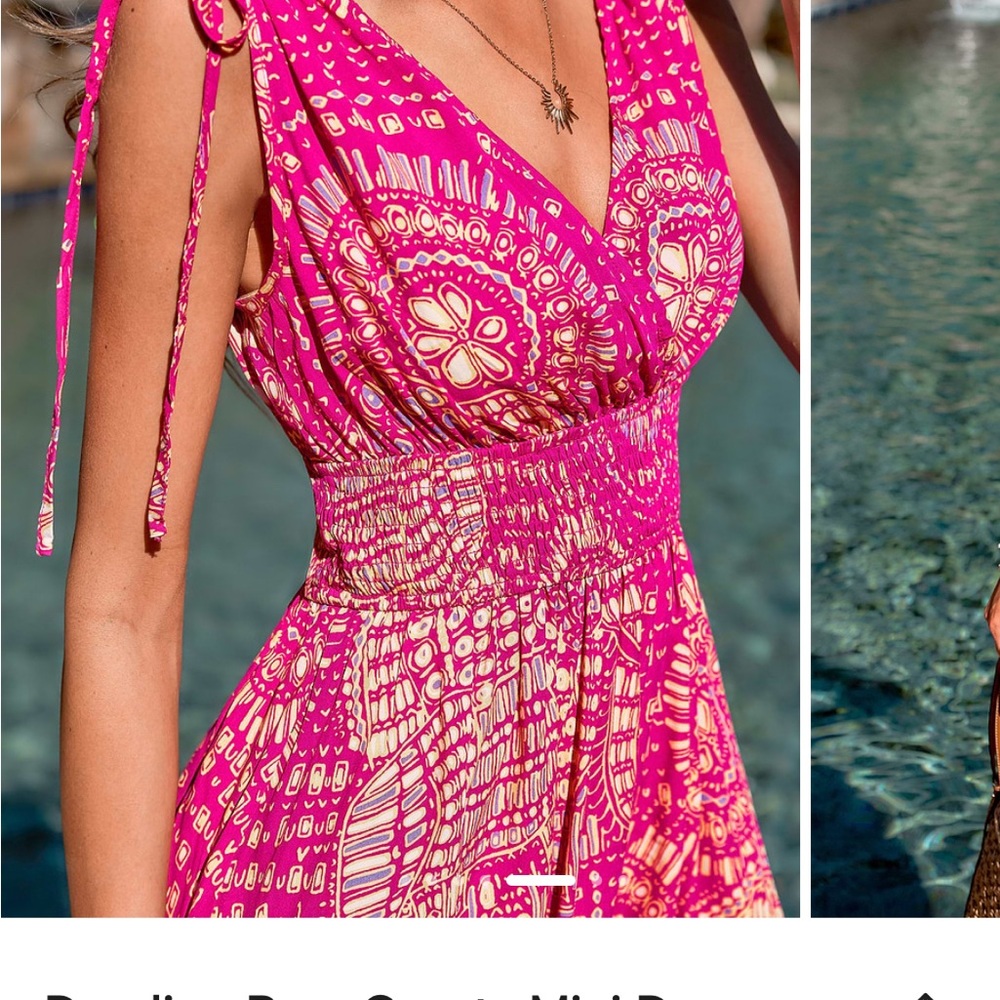 Pink Patterned Sleeveless Dress